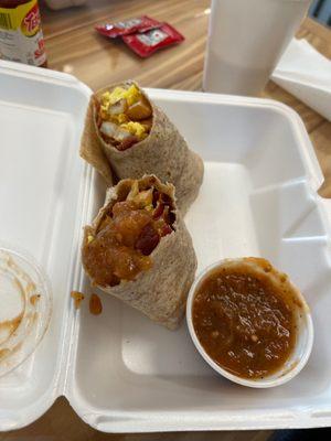 Breakfast burrito add bacon