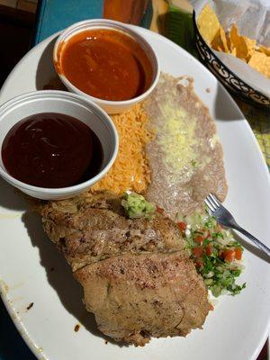 Costillas!  I ordered mine with both sauces on the side, so I could compare