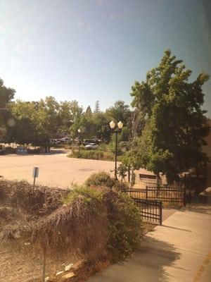 View of station from a Coast Starlight train.