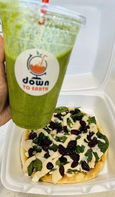 Forrest green smoothie and veggie street pita