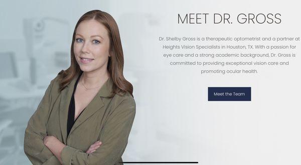 Meet Dr. Gross! She loves working with patients of all ages and specializes in treating ocular disease, dry eye, and specialty contacts.