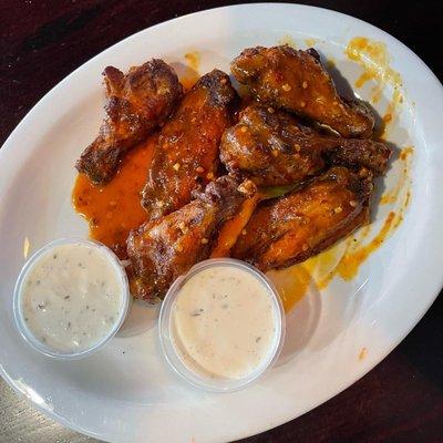 Baked wings were on the dry side