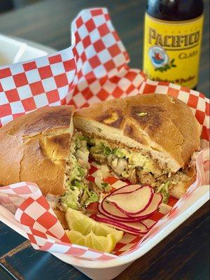 Torta with a Pacifico beer