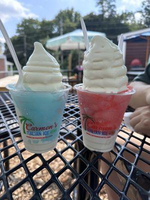 Blue cotton candy gelati (medium size) and strawberry lemonade gelati (medium size)