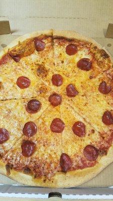 $18.00 XL "pepperoni" pizza.