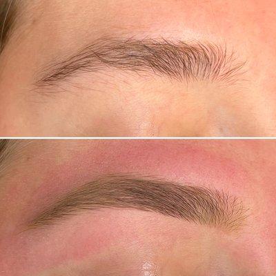 Trim, Wax, and Tweeze. All part of our Brow Wax service, plus complementary makeup fill (optional). Redness typically subsides in 1-2 hours.