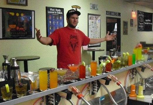 some guy with some drinks he made