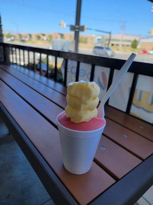 Gelata! Strawberry paradise italian ice topped with Dole pineapple. Refreshing!