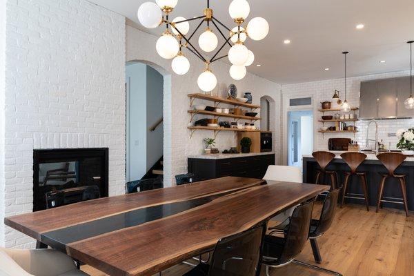 A live edge walnut dining table for a home in German Village.