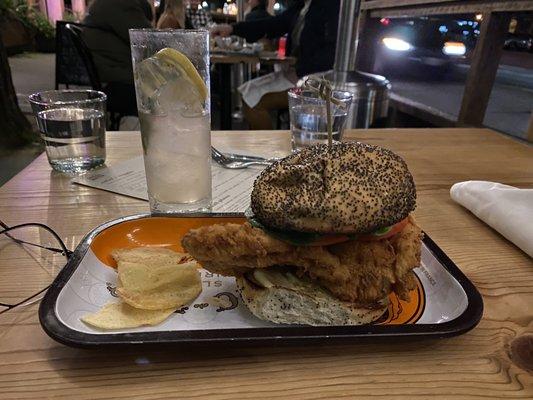 Buttermilk fried chicken sandwich.