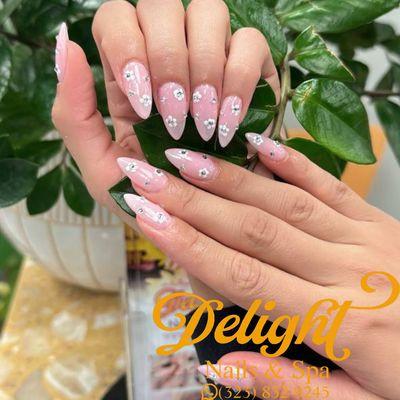 Gel x with cutie flowers designs