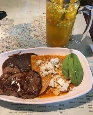 Carne asada and enchiladas plate