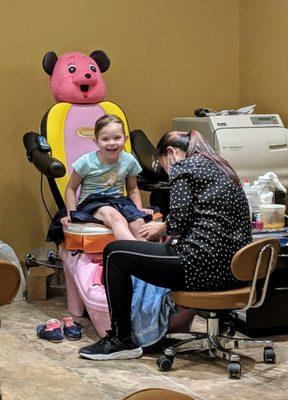 My little girl in the "bear chair" ... she felt so special!