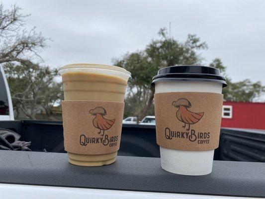 Americano to the left and my favorite breve with vanilla on the right.