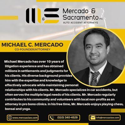 MEET OUR TEAM!
Featuring Attorney Mike 

Connect with us!
www.mercsaclaw.com
(510) 340-4529
info@mercsaclaw.com