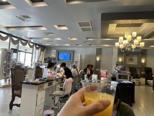 Mimosa and pedicure