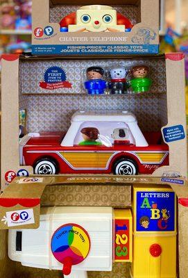 We love the classic versions of Fisher Price toys.  Available here at Froggie's 5 and 10.