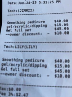 They charged us for gel twice one charge for $15 and one for $45 then double charged my card.