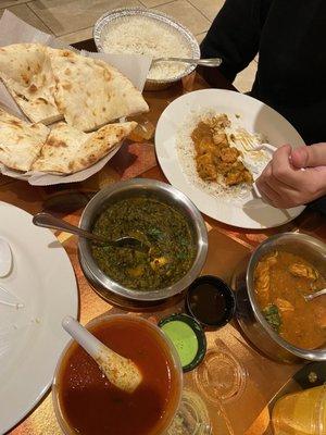 Palak Paneer, Chicken Curry, Tomato Soup, Yakhni Soup, Butter Naan