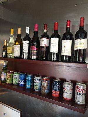 Beer and wine selection for dine in customers