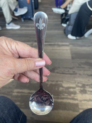 I bought three gumbo spoons with the symbol Fleur de li on the top of the spoons. What a great treasure and rare find!