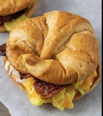 Bacon, egg and cheese and a croissant