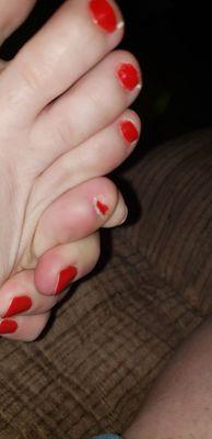 Over the toenail and my cuticles look like crap