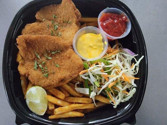 Fish Fry with Fries and Home Made Salad