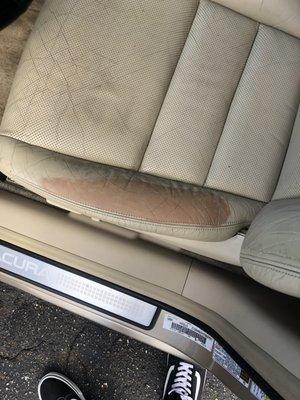 The seat had wear originally but no discoloring at all.