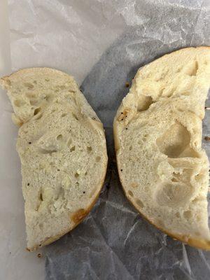 Bagel with butter but with no butter. No butter for you!