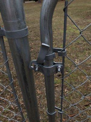 Gate not properly spaced. Latch gets hung up on the fence making it a nightmare to open/close.