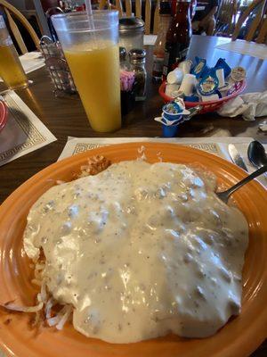 Sausage Gravy and Biscuit with potatoes