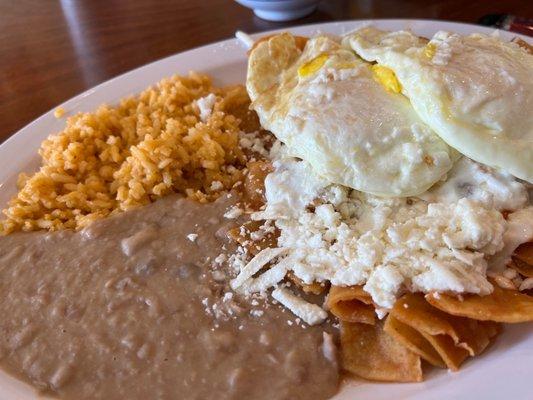 Chilaquiles with eggs on top