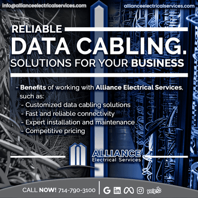 Need fast and reliable data connectivity for your business? From Cat5e to fiber optic cables, we've got you covered!