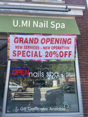 U.mi Nail Spa Grand opening all service 20% OFF （5/23/2024-6/15/2024）