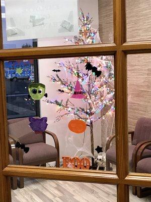 The office even has a Halloween tree!