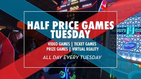 Half Price Games Every Tuesday at PINSTACK.