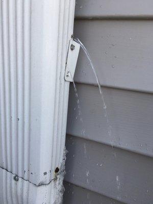 discovered downspouts not reeattached correctly allowing water to leak by foundation