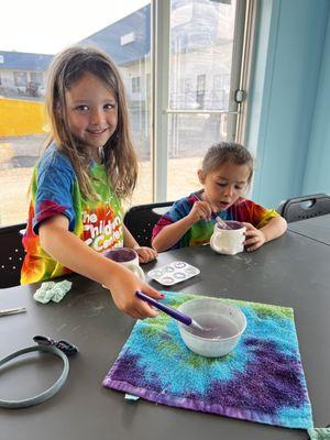 Kiddos painting pottery! Walk-in today!