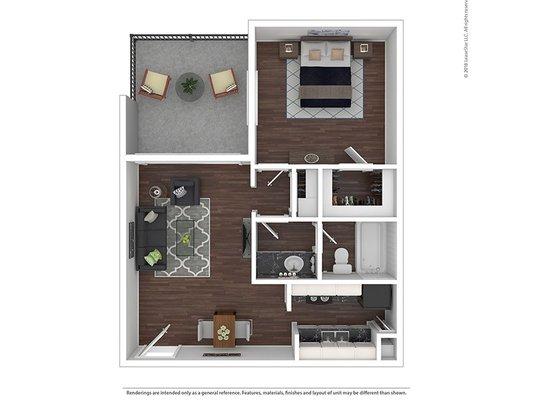 1 Bedroom, 1 Bathroom, 550 sq. ft.