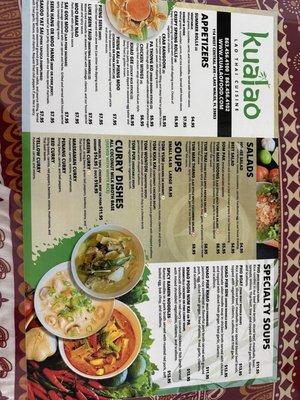 Menu side one