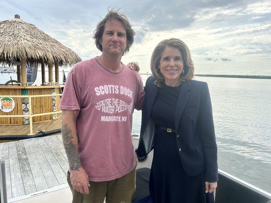 Kathy Orr at the shore, kicking off summer at Scott's Dock