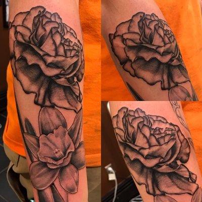 healed and fresh black and grey flowers by Stephen Lambert