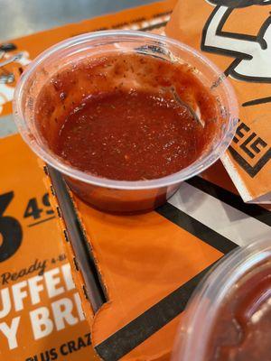 25-30% filled sauce cups. Order at least double what you used to.