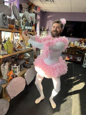 Mitch Allen giving us his best ballet pose, ruffled tutu and all! Pretty sure he's enjoying this more than he should...