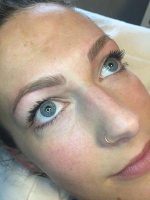 Blonde hair microbladed eyebrows