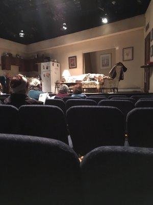 Inside the Curtain Call Theater looking at the set. It was very well staged and the show was hysterical