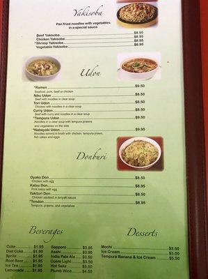 Menu and prices $1.95-$14.95