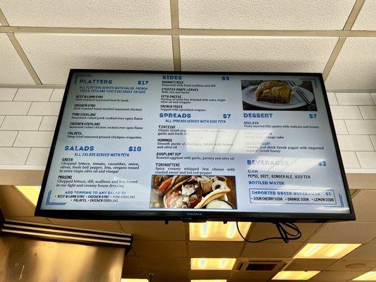 Menu on the screen