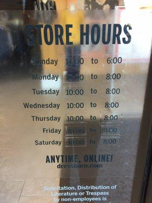 New Hours  Sunday 11am-6pm Monday - Saturday 10am-8pm